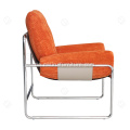 Sadel læder bomuldslinie rustfrit stål lounge stol